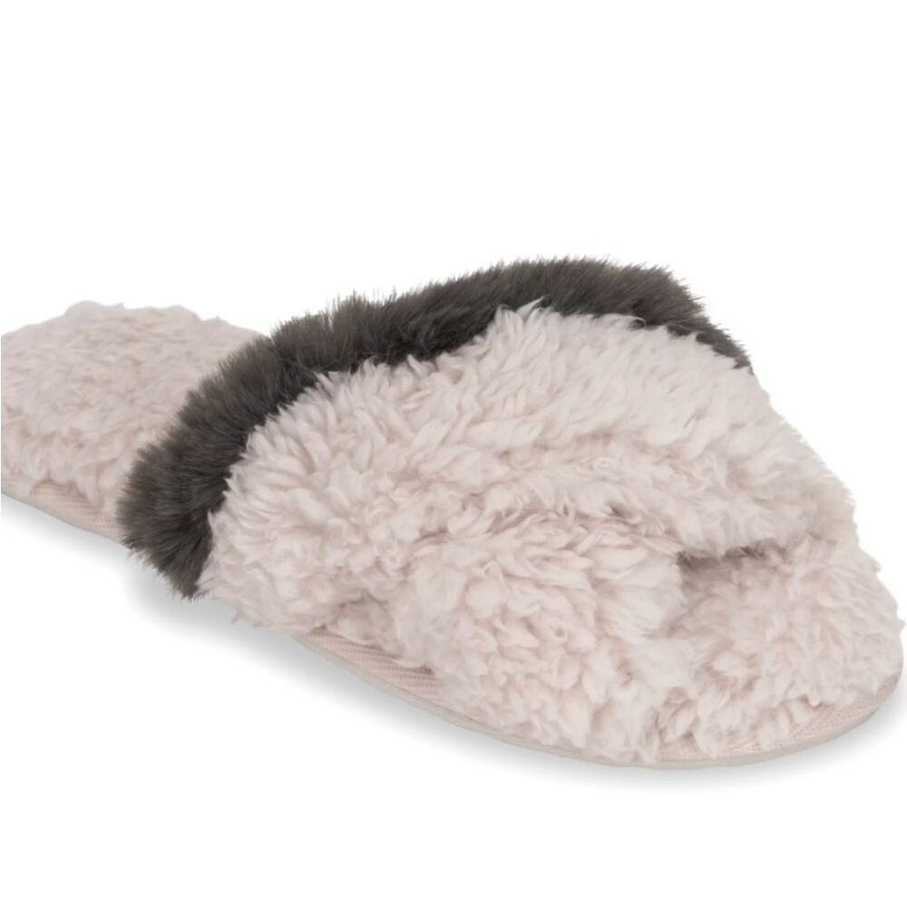 Lemon Night In Berber Slide Slipper-‎ Charcoal